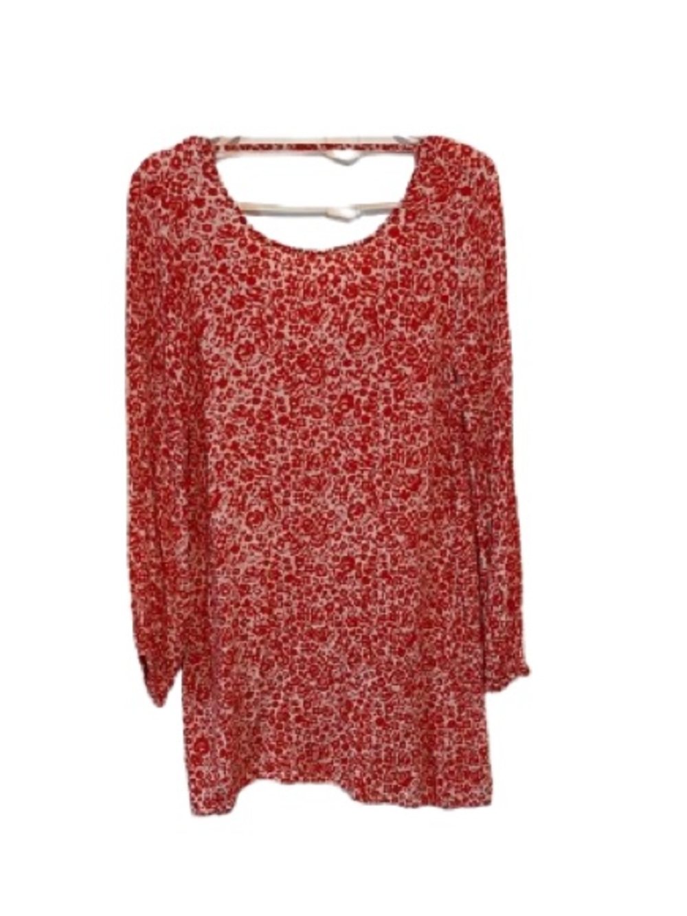 Billabong Red Floral “Heart Strayed” Long Sleeve Mini Dress Size Medium